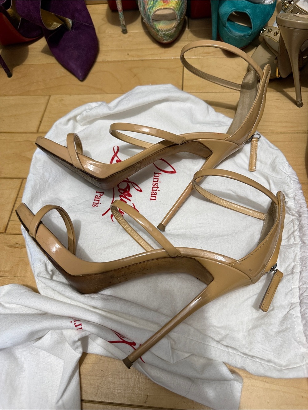 Giuseppe Zanotti Nude Patent Strappy Stiletto Sandals